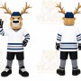Brown Moose Hockey Player Mascot Costume for Sports Events