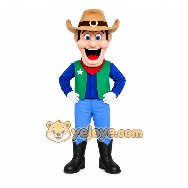 Blue Cowboy Mascot Costume for Events and Promotions