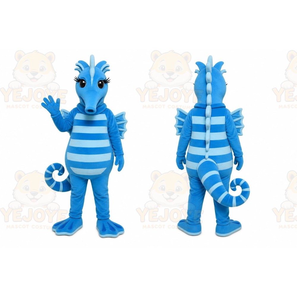 Blue Seahorse Mascot Costume for Children's Events