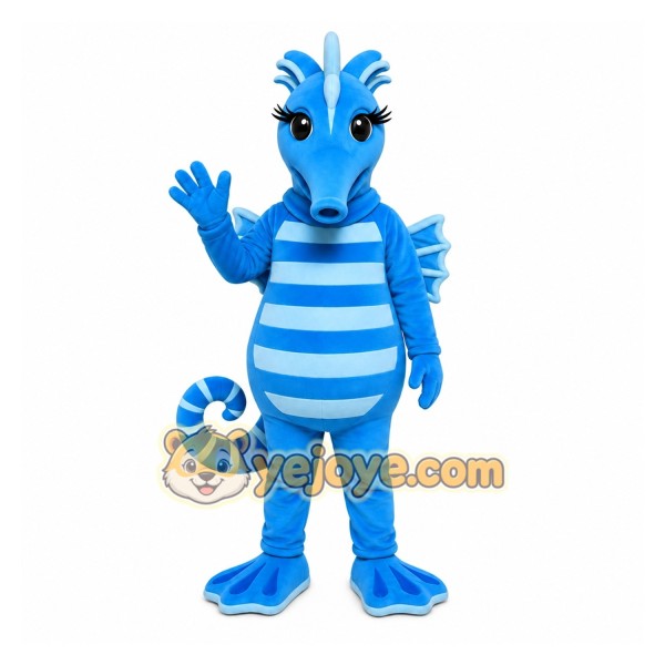 Blue Seahorse Mascot Costume for Children's Events