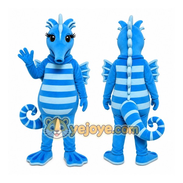 Blue Seahorse Mascot Costume for Children's Events
