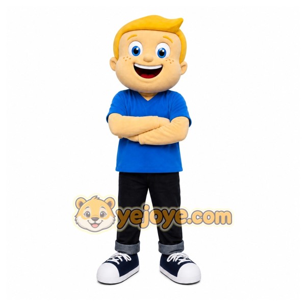 Yellow Boy Mascot Costume for Children's Events