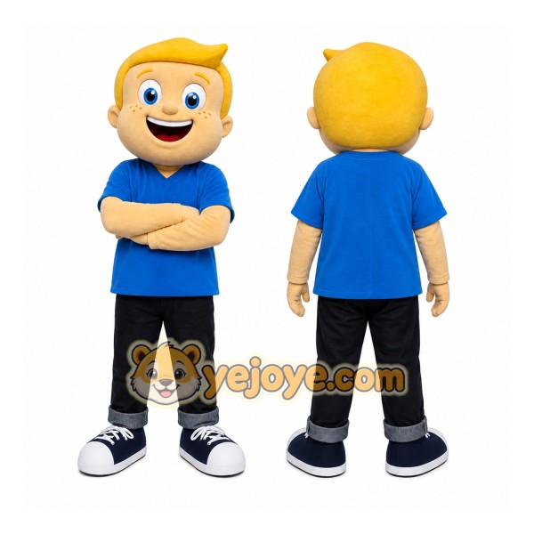 Yellow Boy Mascot Costume for Children's Events