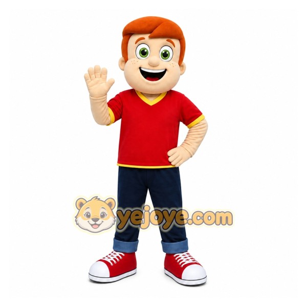 Red Boy Mascot Costume for Children's Events