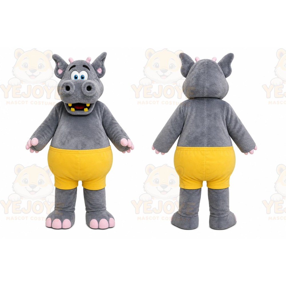 Gray Hippopotamus Mascot Costume for Children's Events