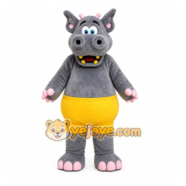 Gray Hippopotamus Mascot Costume for Children's Events