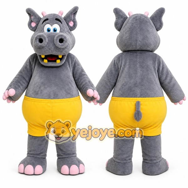 Gray Hippopotamus Mascot Costume for Children's Events