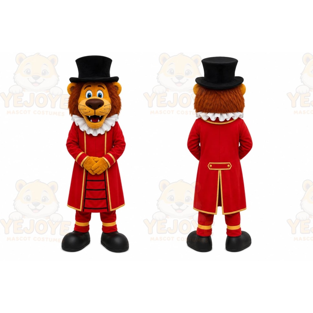 Red Lion Ringmaster Mascot Costume for Events and Promotions