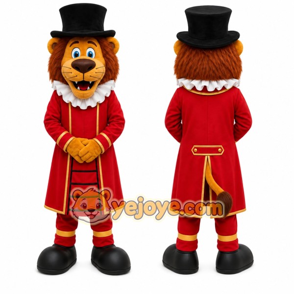 Red Lion Ringmaster Mascot Costume for Events and Promotions