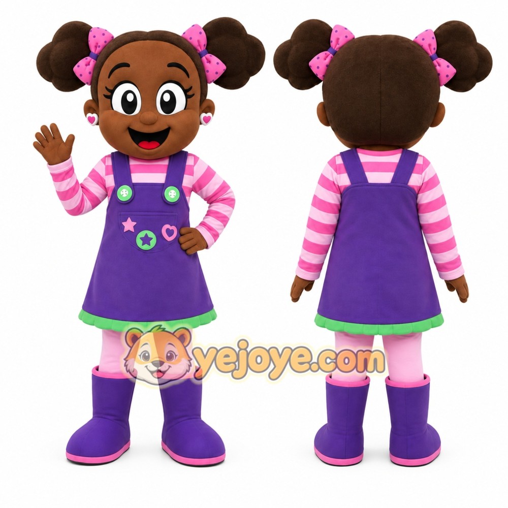Purple Girl Character Mascot Costume for Events and Promotions Purple Girl Character Mascot Costume for Events and Promotions
