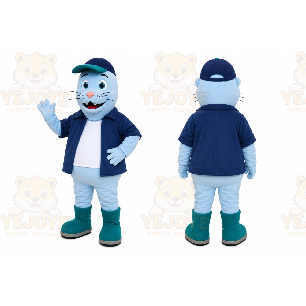 Blue Seal Mascot Costume for Events and Promotions
