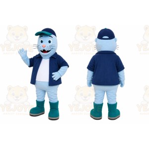 Blue Seal Mascot Costume for Events and Promotions
