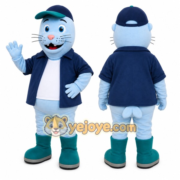 Blue Seal Mascot Costume for Events and Promotions