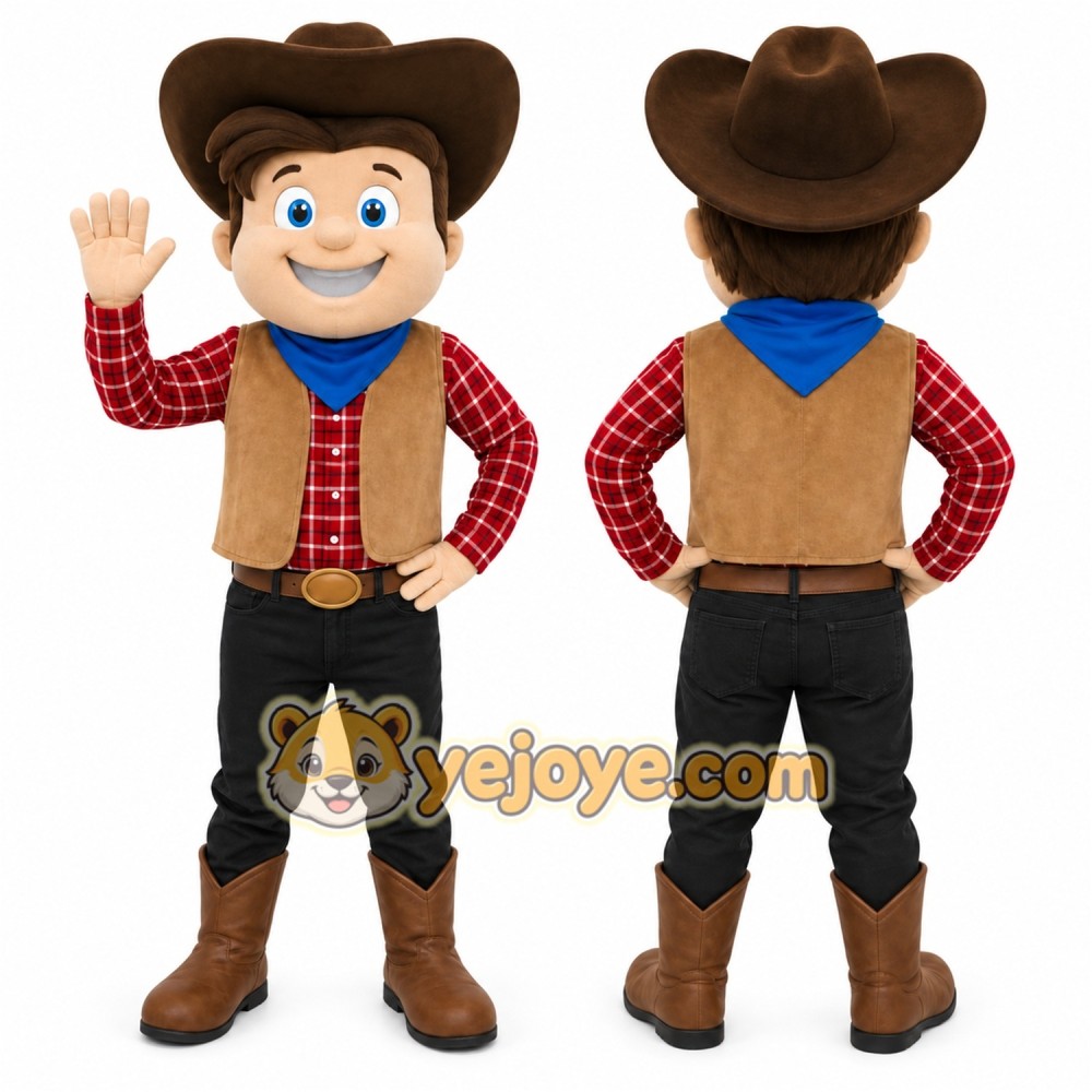 Brown Cowboy Mascot Costume for Events and Promotions Brown Cowboy Mascot Costume for Events and Promotions