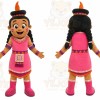 Pink Tribal Girl Mascot Costume for Events and Promotions