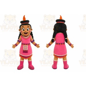 Pink Tribal Girl Mascot Costume for Events and Promotions