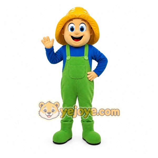 Yellow Construction Worker Mascot Costume for Events and Promotions