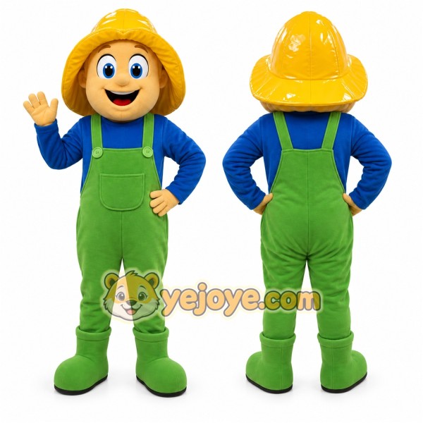 Yellow Construction Worker Mascot Costume for Events and Promotions