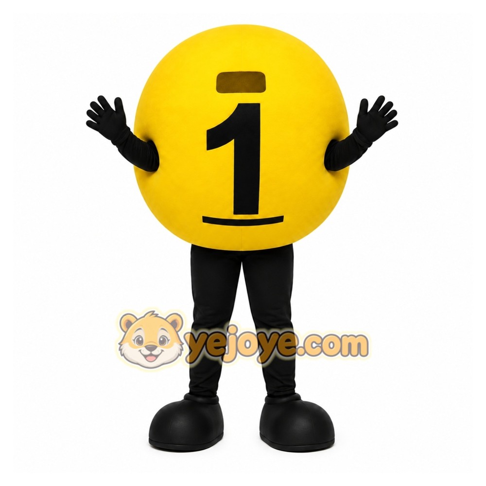 Yellow Number Ball Mascot Costume for Events and Promotions Yellow Number Ball Mascot Costume for Events and Promotions