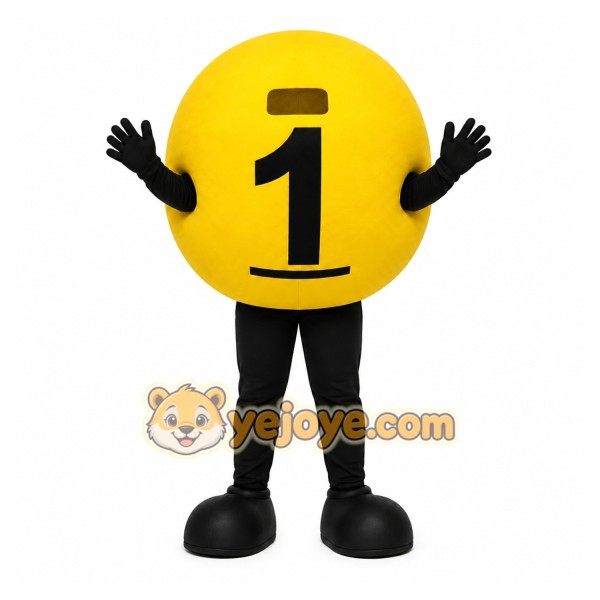 Yellow Number Ball Mascot Costume for Events and Promotions