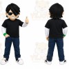 Black Cool Teenager Mascot Costume for Events and Promotions