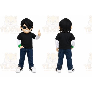 Black Cool Teenager Mascot Costume for Events and Promotions