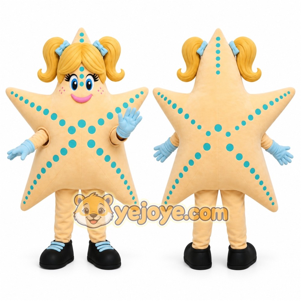 Beige Starfish Mascot Costume for Children's Events Beige Starfish Mascot Costume for Children's Events