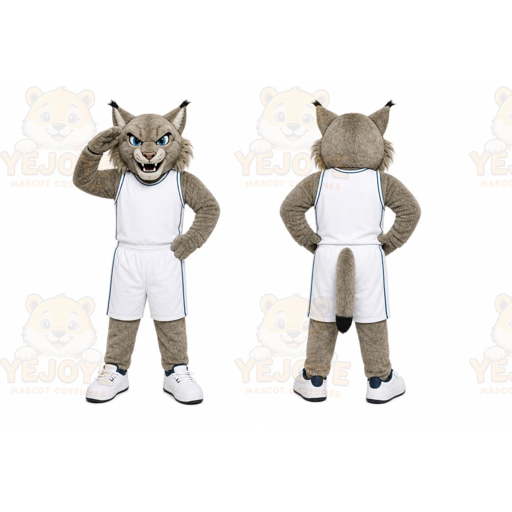 Gray Wildcat Mascot Costume for Sports Events