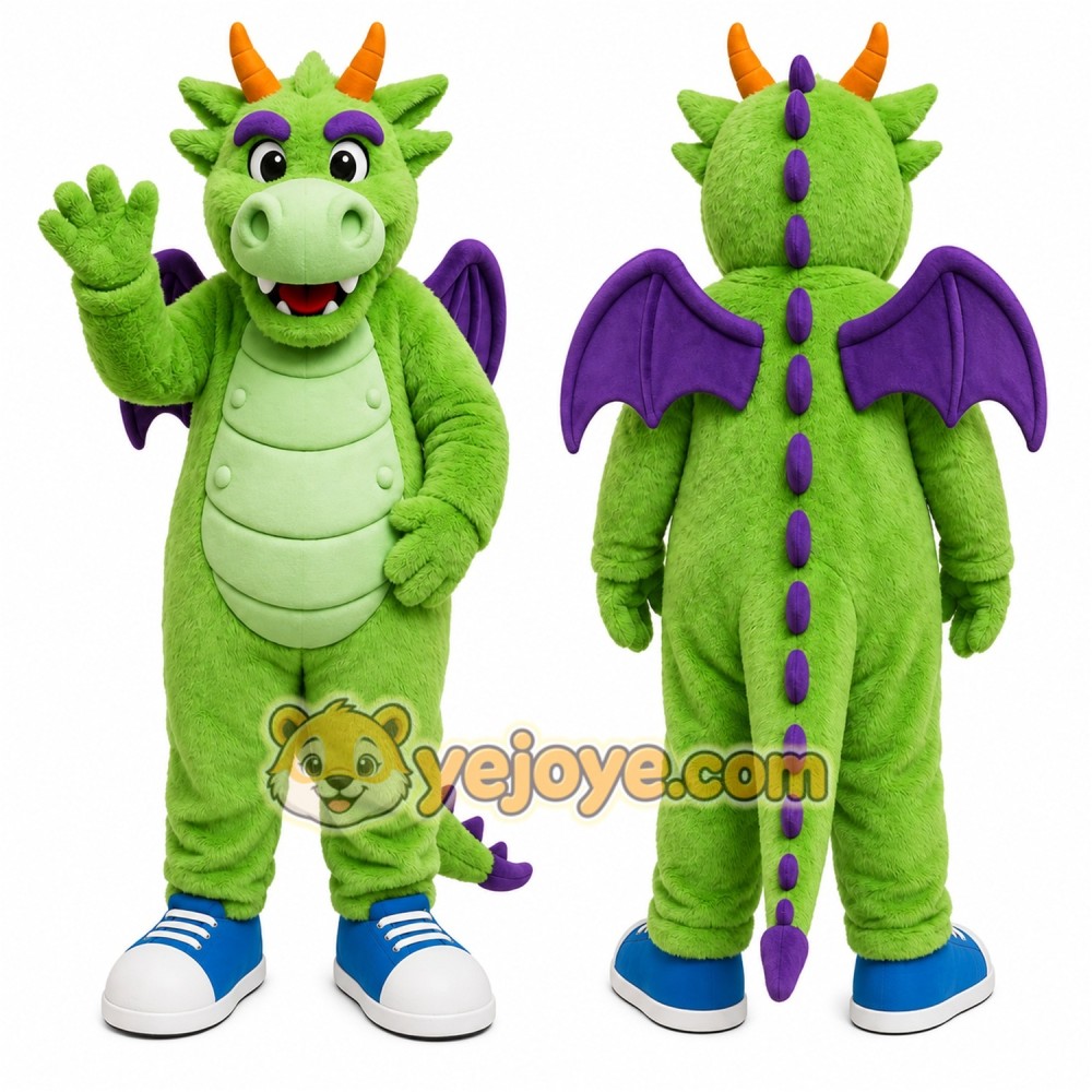 Green Dragon Mascot Costume for Children's Events