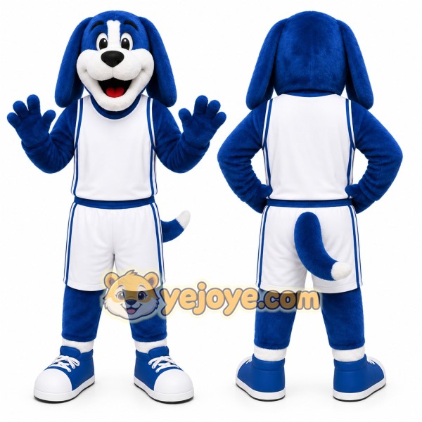Blue Dog Mascot Costume for Sports Events