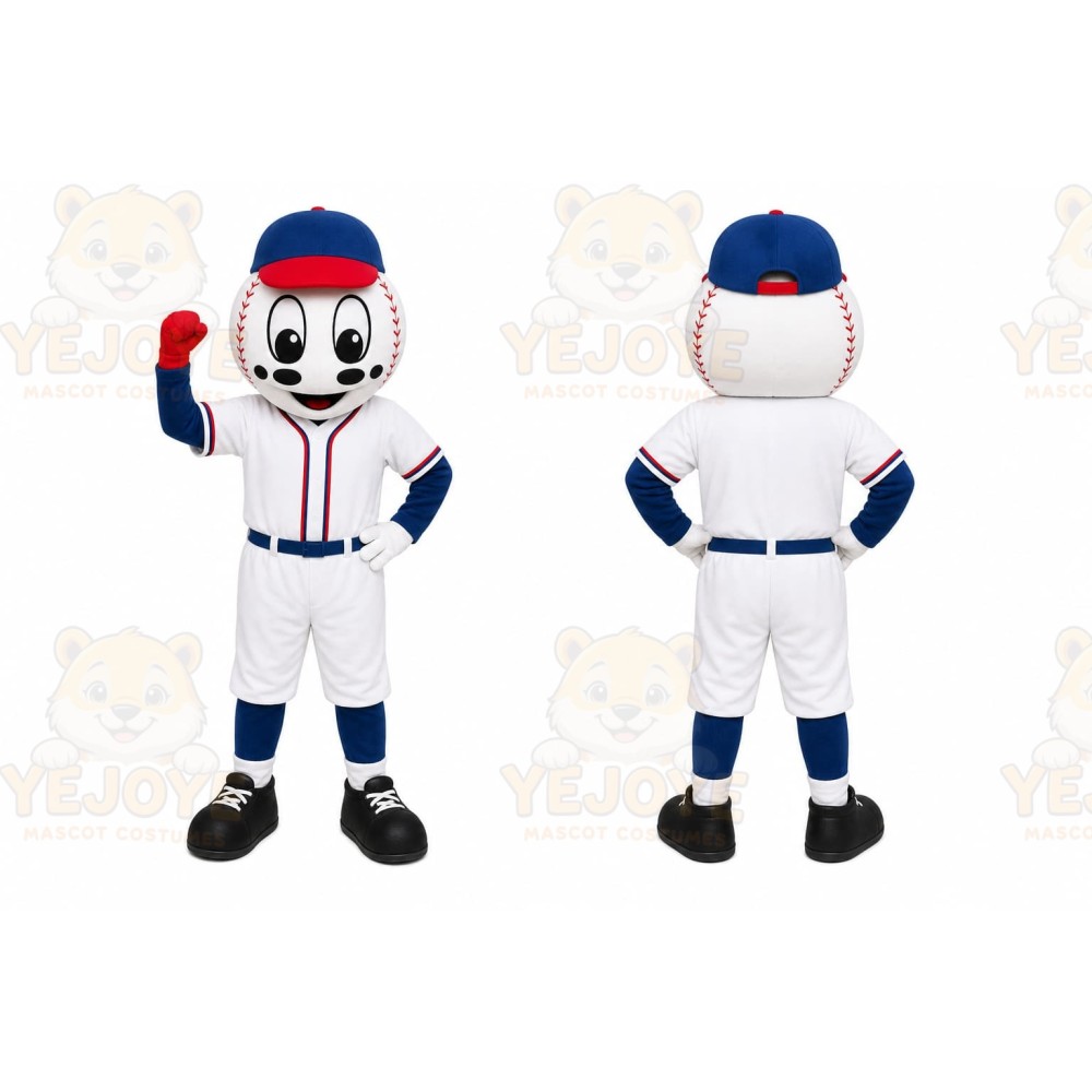 White Baseball Head Character Mascot Costume for Sports Events