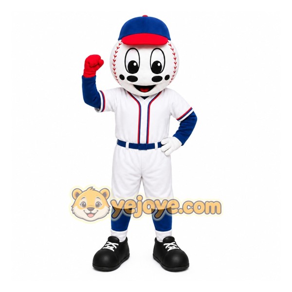 White Baseball Head Character Mascot Costume for Sports Events