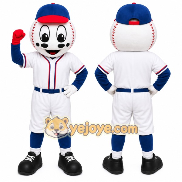 White Baseball Head Character Mascot Costume for Sports Events