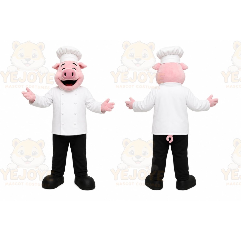 White Pig Chef Mascot Costume for Restaurant Promotions