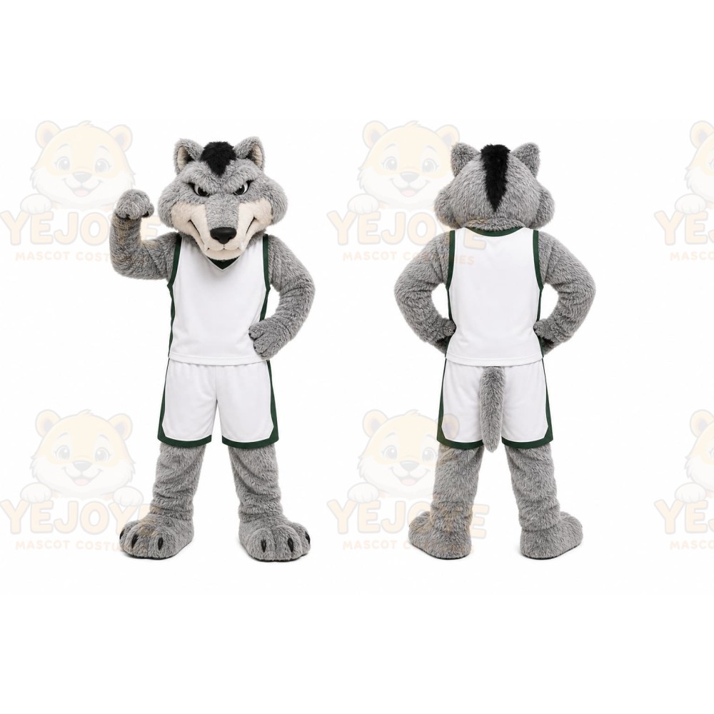 Gray Wolf Mascot Costume for Sports Events