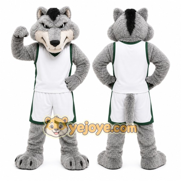 Gray Wolf Mascot Costume for Sports Events