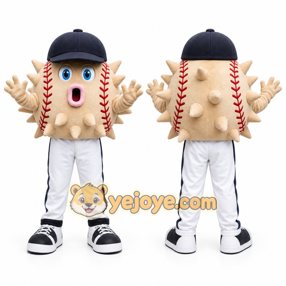 Beige Spiked Baseball Mascot Costume for Sports Events Beige Spiked Baseball Mascot Costume for Sports Events