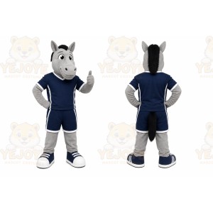 Gray Horse Mascot Costume for Sports Events