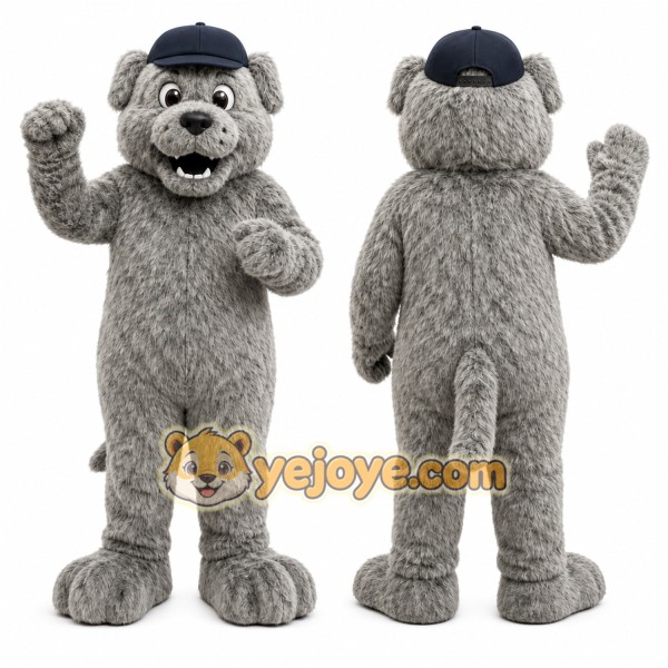 Gray Bulldog Mascot Costume for Sports Events