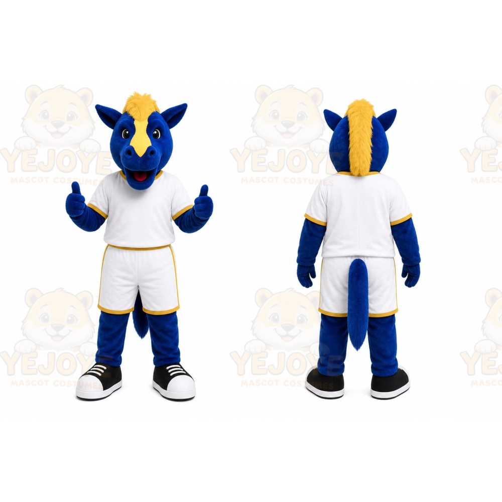 Blue Horse Mascot Costume for Sports Events