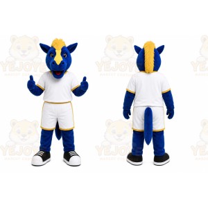 Blue Horse Mascot Costume for Sports Events