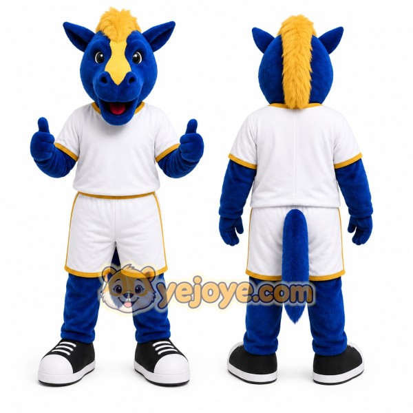 Blue Horse Mascot Costume for Sports Events