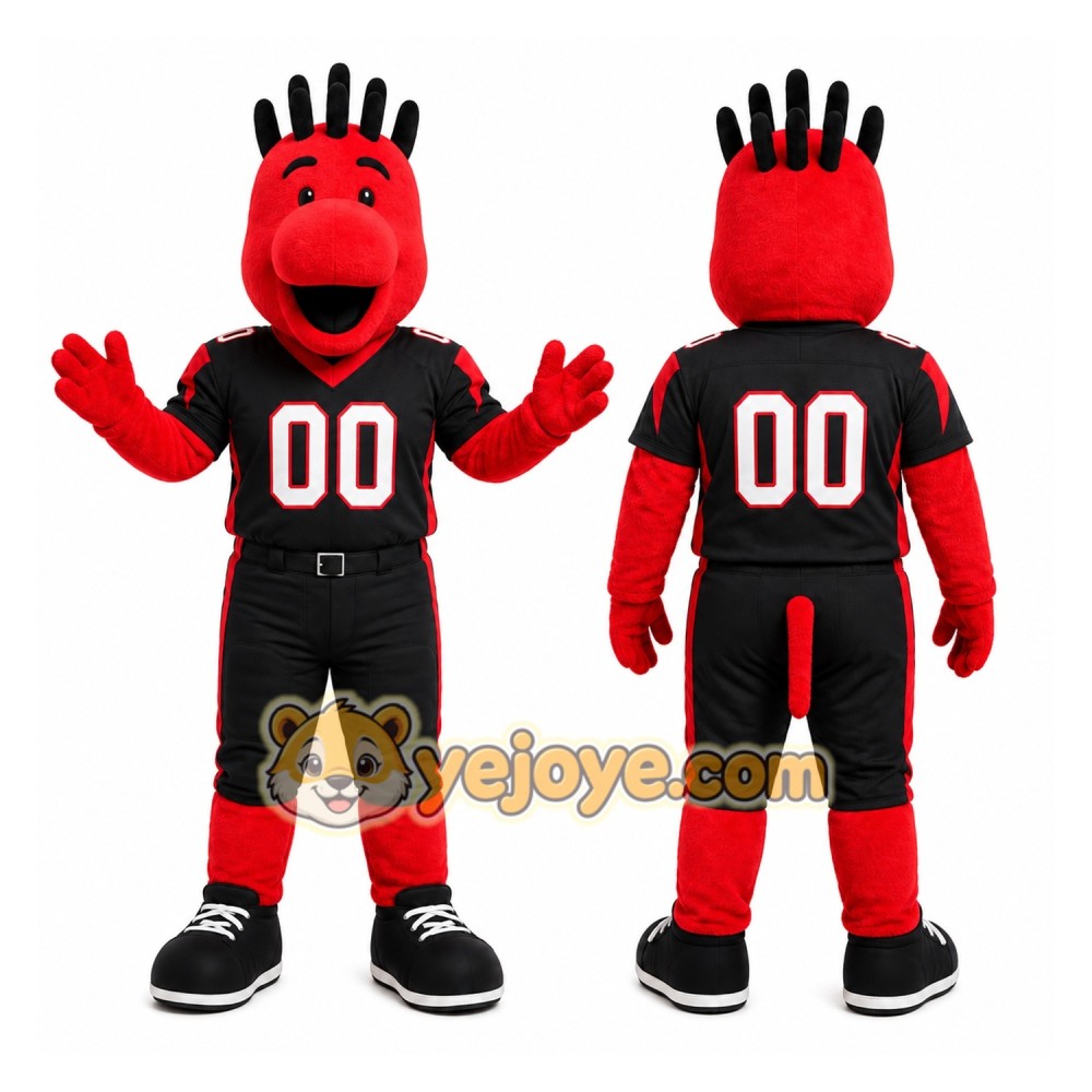 Red Creature With Spiked Hair Mascot Costume for Sports Events Red Creature With Spiked Hair Mascot Costume for Sports Events