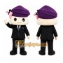 Purple Person With Large Head And Hat Mascot Costume for Corporate Events