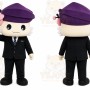 Purple Person With Large Head And Hat Mascot Costume for Corporate Events
