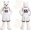 White Dog In Basketball Uniform Mascot Costume for Sports Events