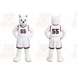 White Dog In Basketball Uniform Mascot Costume for Sports Events