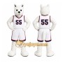 White Dog In Basketball Uniform Mascot Costume for Sports Events