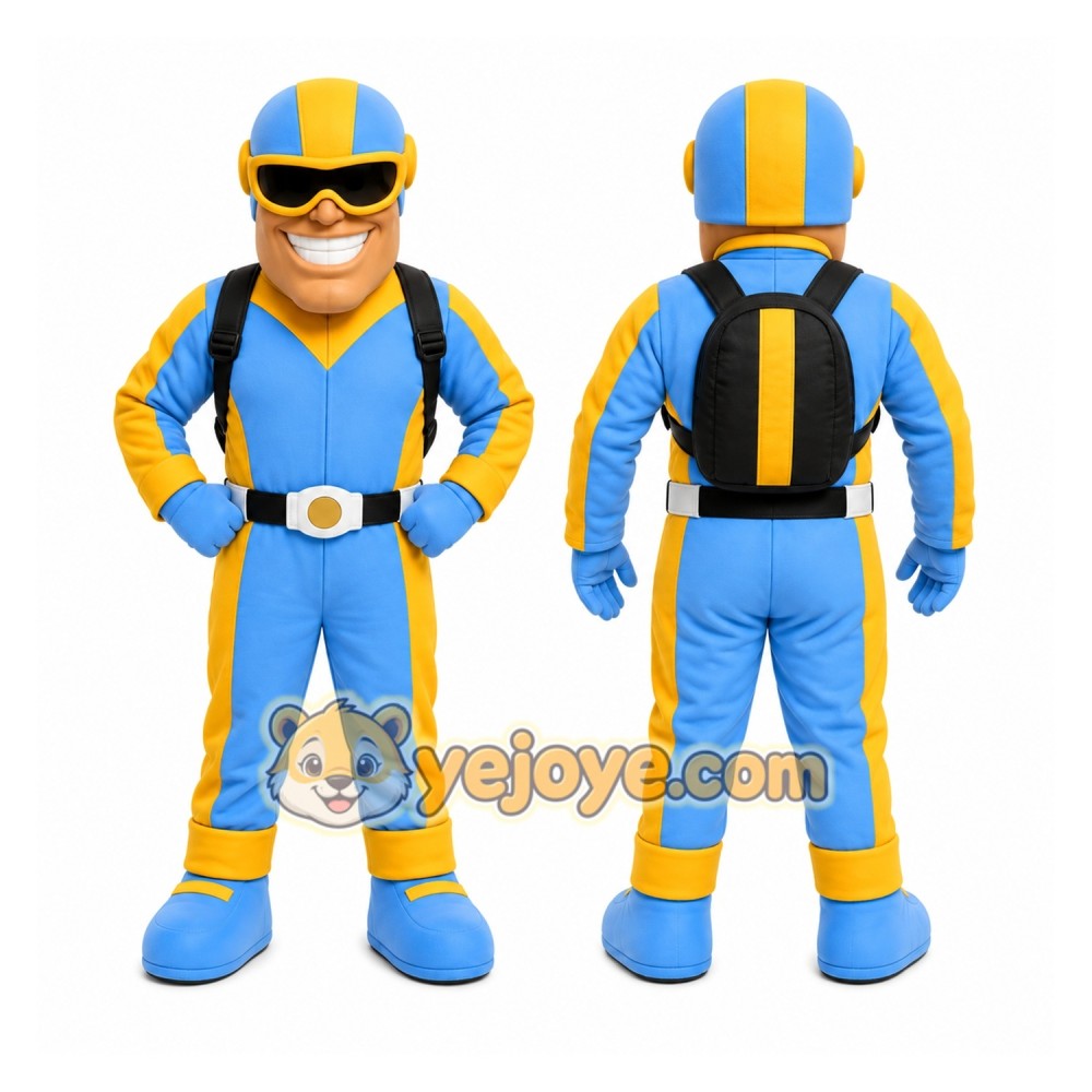 Blue Skydiver Mascot Costume for Events and Promotions Blue Skydiver Mascot Costume for Events and Promotions