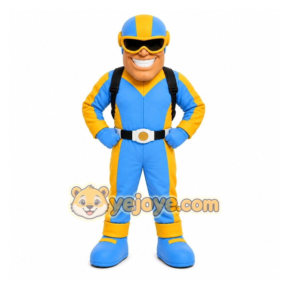 Blue Skydiver Mascot Costume for Events and Promotions Blue Skydiver Mascot Costume for Events and Promotions